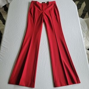 Theory Dimitria Crimson Red Flare Trousers Pants 2 NWT